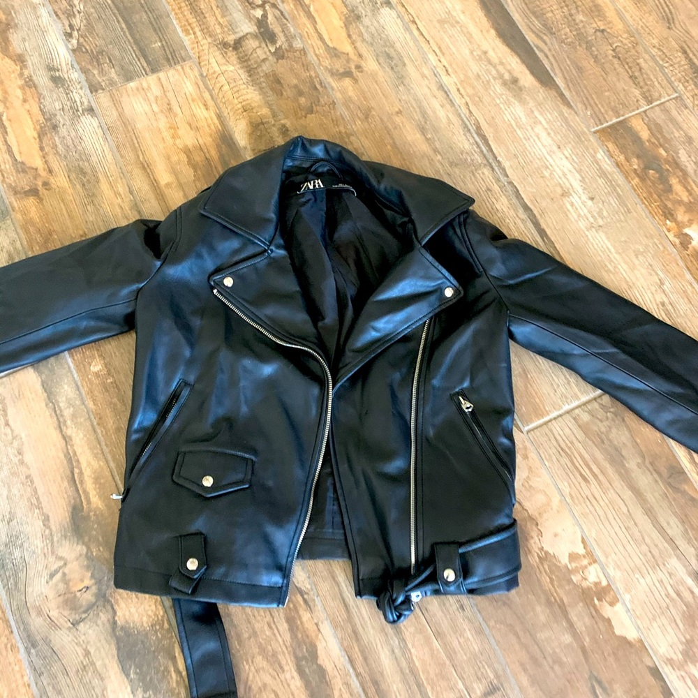 Zara Faux leather biker jacket S